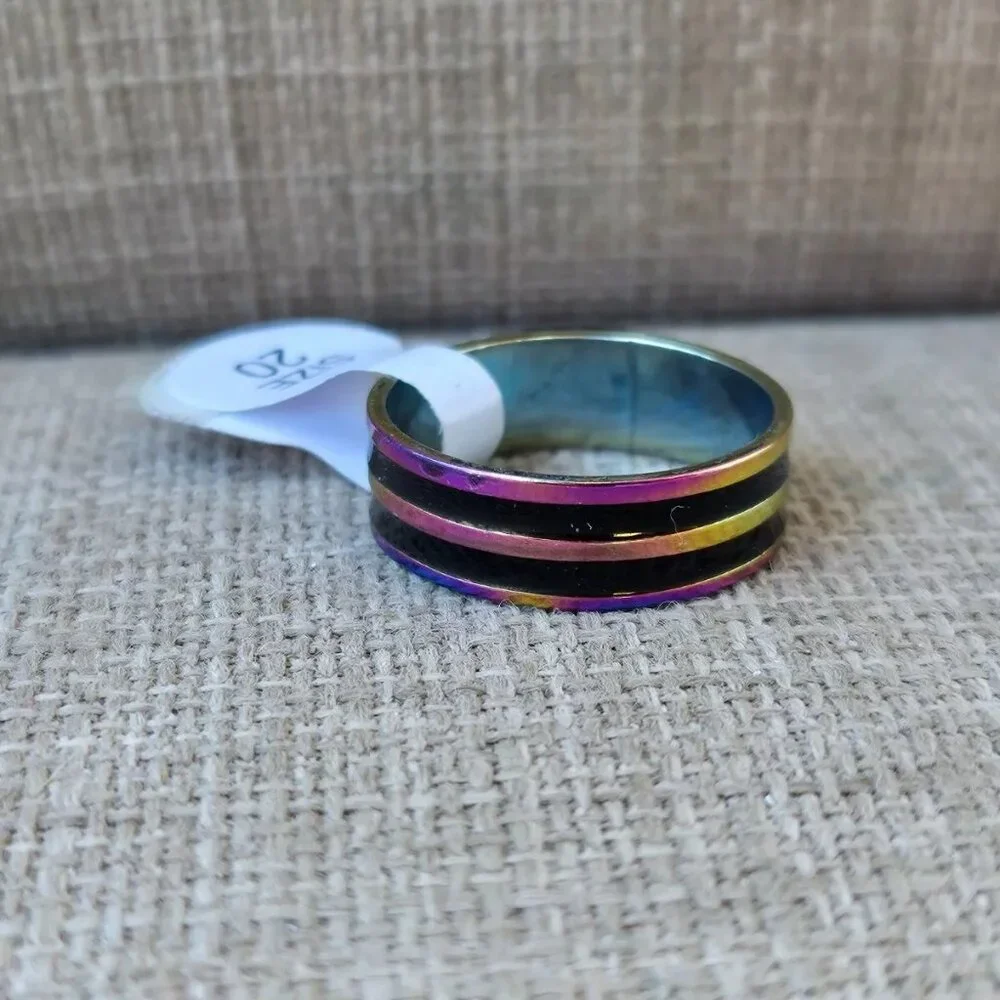 Fashion Ring Multi Color Finger Band Unisex Fancy Jewelry Size 10 US NWT